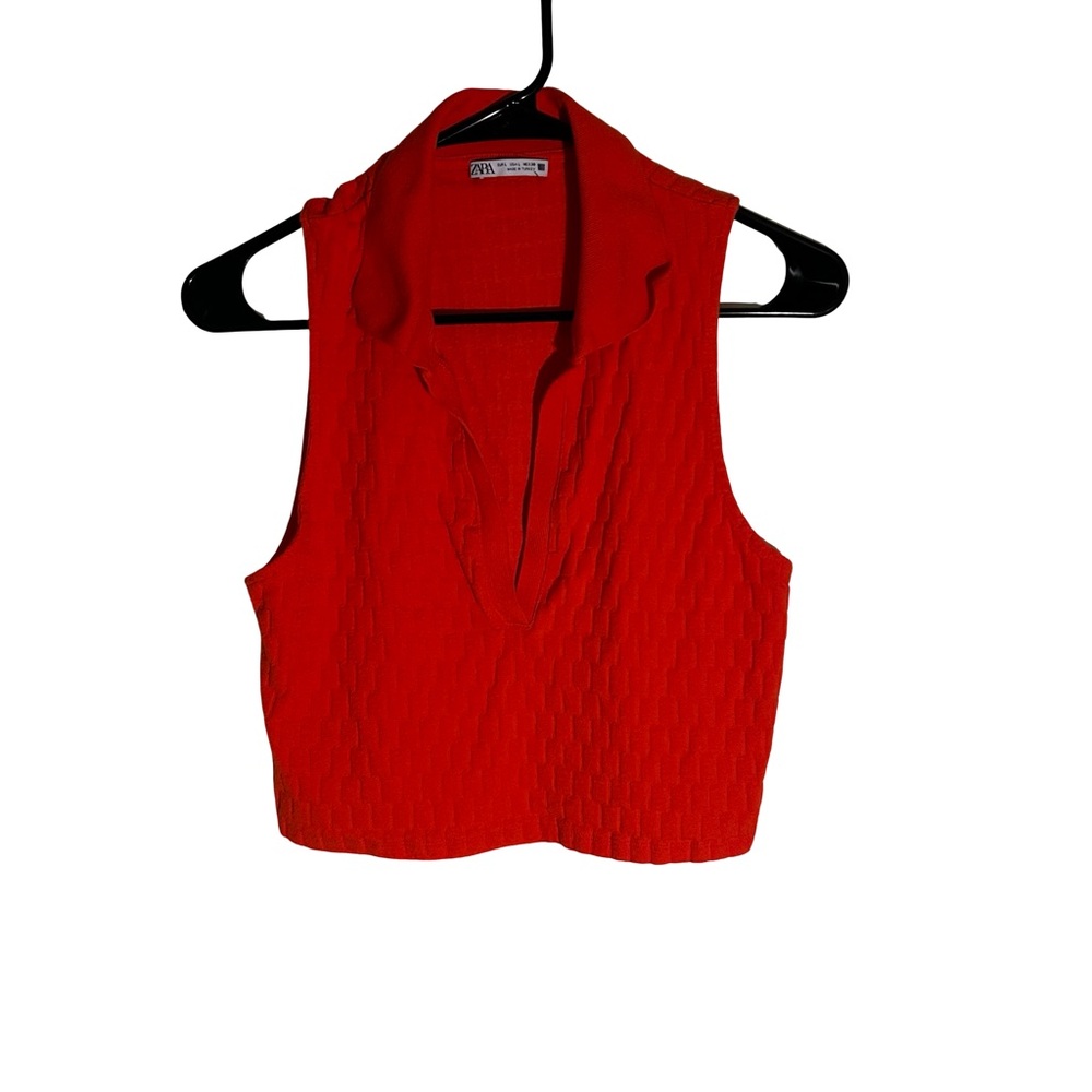 Zara Vibrant Orange Sleeveless Crop Top